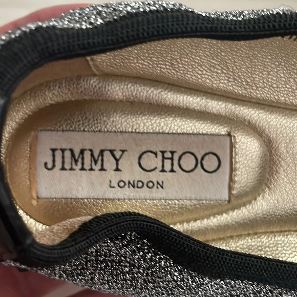 Jimmy Choo Metallic‎ Black Winnie Cap Toe Scrunch Ballet Flats 35.5 US 5.5 - Picture 4 of 10